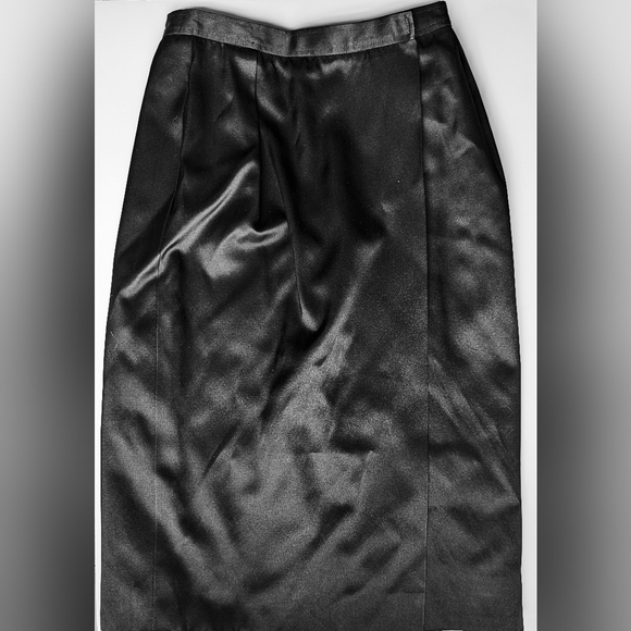 1970s Vintage Yves Saint Laurent Rive Gauche Satin Wrap Skirt Knee Length - Picture 2 of 8